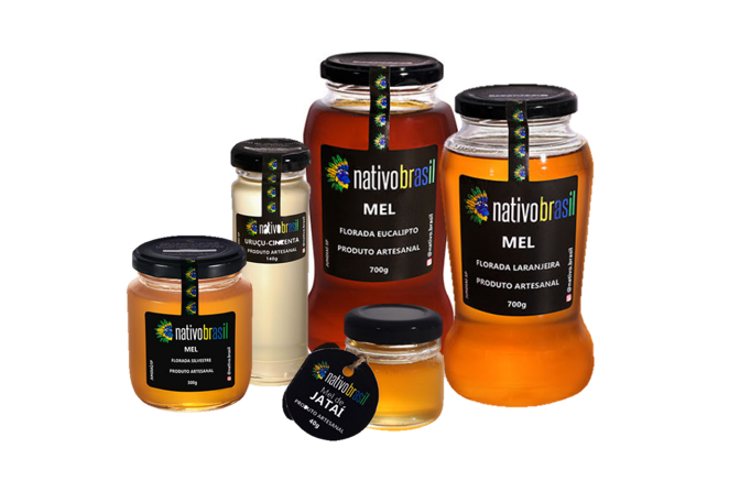 Kit Floradas Mel Eucalipto 700g Mel Laranjeira 700g Mel Silvestre 300g Mel Jataí 40g 